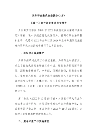 (3篇)案件评查整改自查报告