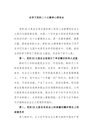 在学习党的二十大精神心得体会