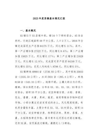 2023年度镇基本情况汇报