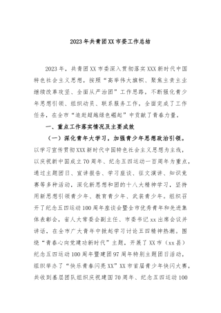 2023年共青团市委工作总结