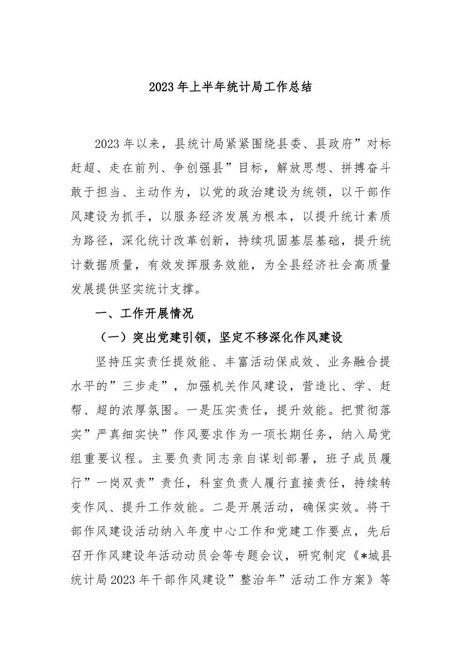2023年上半年统计局工作总结_第1页