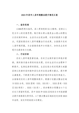 2023年市人居环境整治提升情况汇报