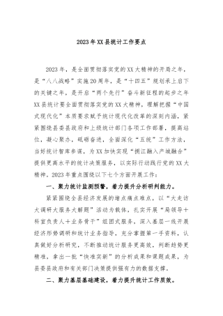 2023年县统计工作要点