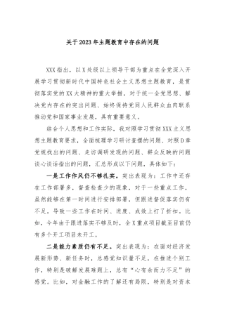2023年主题教育中存在的问题