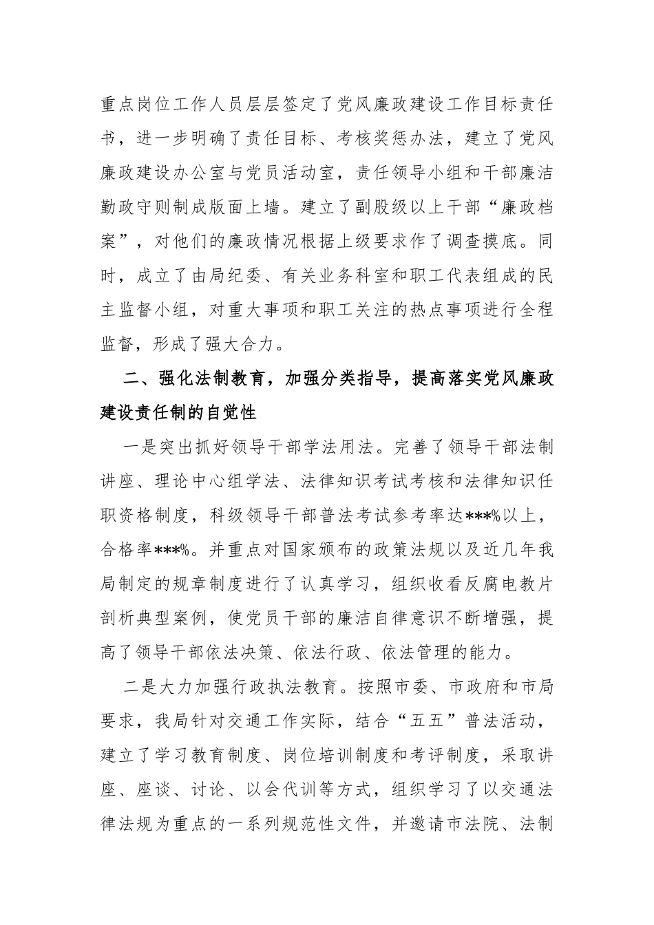 (2篇)市交通运输局党风廉政建设工作情况汇报_第2页