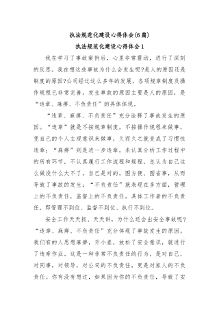 (6篇)执法规范化建设心得体会