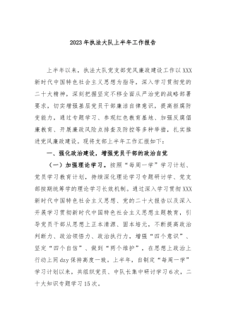 2023年执法大队上半年工作报告