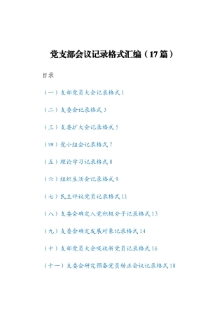 党支部会议记录格式汇编（17篇）