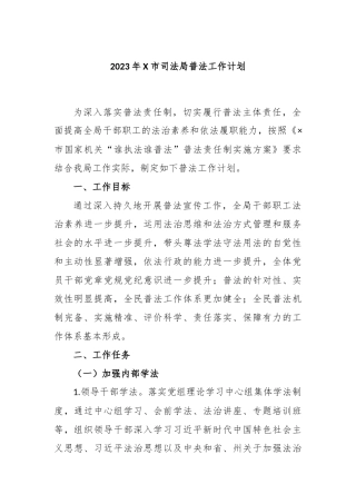 2023年市司法局普法工作计划