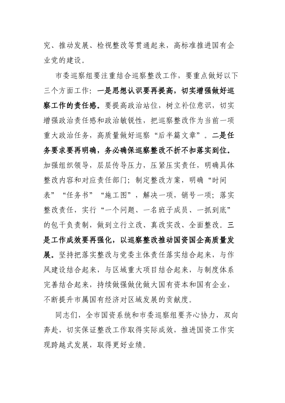在市国资系统巡察整改工作专题会议上的讲话_第3页