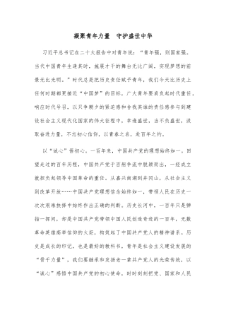 凝聚青年力量  守护盛世中华