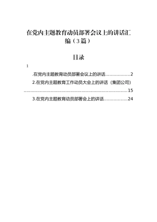 在主题教育动员部署会议上的讲话汇编（3篇）