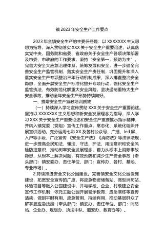 镇2023年安全生产工作要点