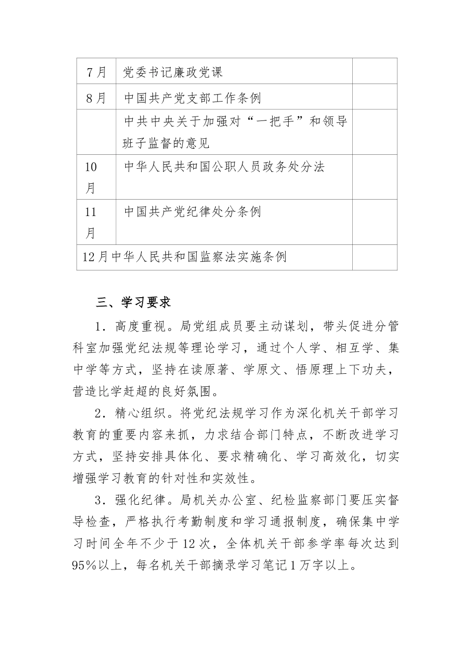2023年机关干部党纪法规学习计划_第2页