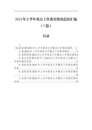 2023年上半年重点工作落实情况总结汇编（7篇）