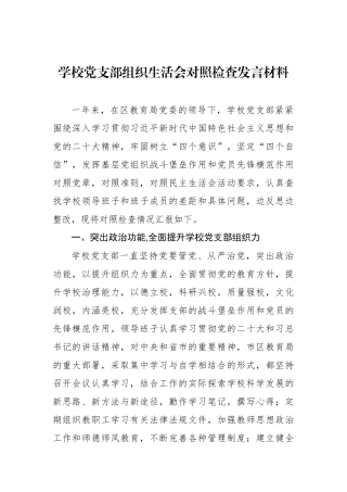 学校党支部班子对照检查材料