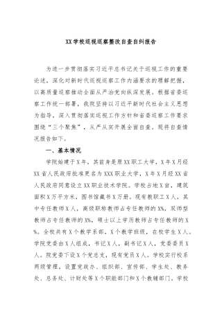 学校巡视巡察整改自查自纠报告