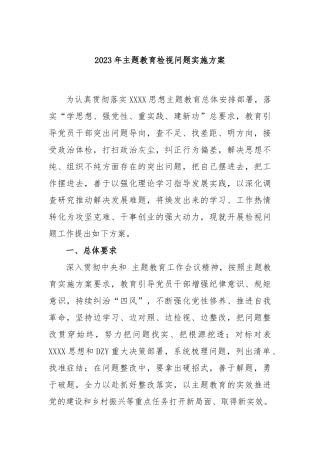 2023年主题教育检视问题实施方案