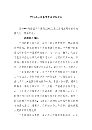 2023年主题教育开展情况报告