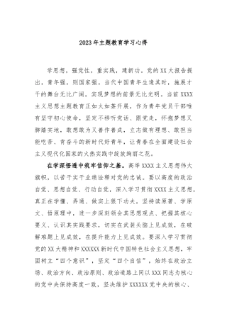 2023年主题教育学习心得