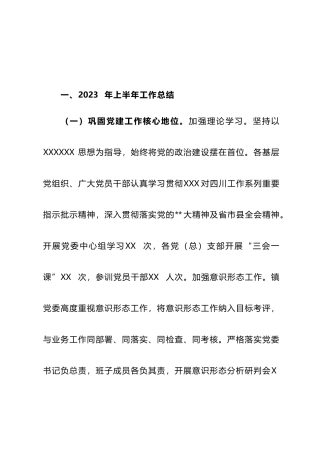 镇2023年上半年工作总结和下半年工作打算