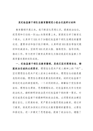 纪检监察干部队伍教育整顿党小组会交流研讨材料