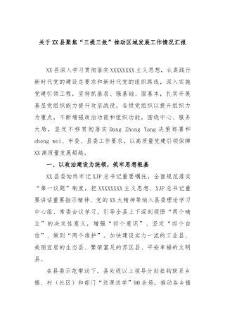 县聚焦“三提三效”推动区域发展工作情况汇报