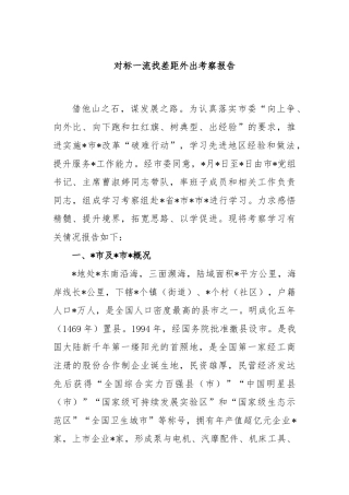对标一流找差距外出考察报告