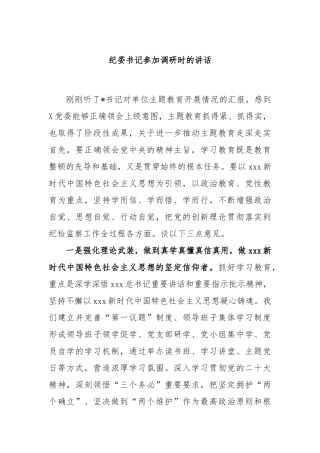纪委书记参加调研时的讲话