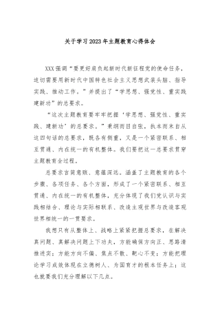 学习2023年主题教育心得体会