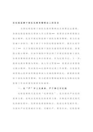 在纪检监察干部队伍教育整顿会上的发言