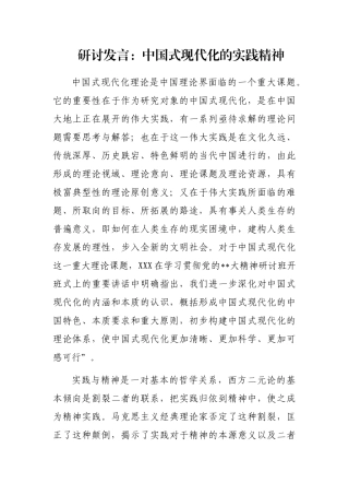 研讨发言：中国式现代化的实践精神