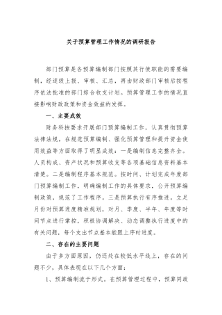 预算管理工作情况的调研报告