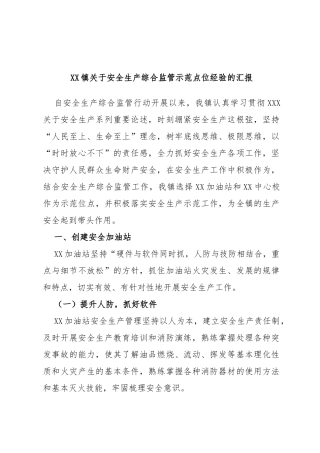 镇安全生产综合监管示范点位经验的汇报