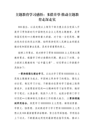 主题教育学习感悟：多措并举 推动主题教育走深走实