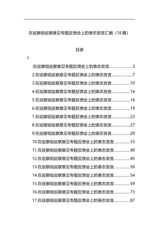 在巡察组巡察意见专题反馈会上的表态发言汇编18篇