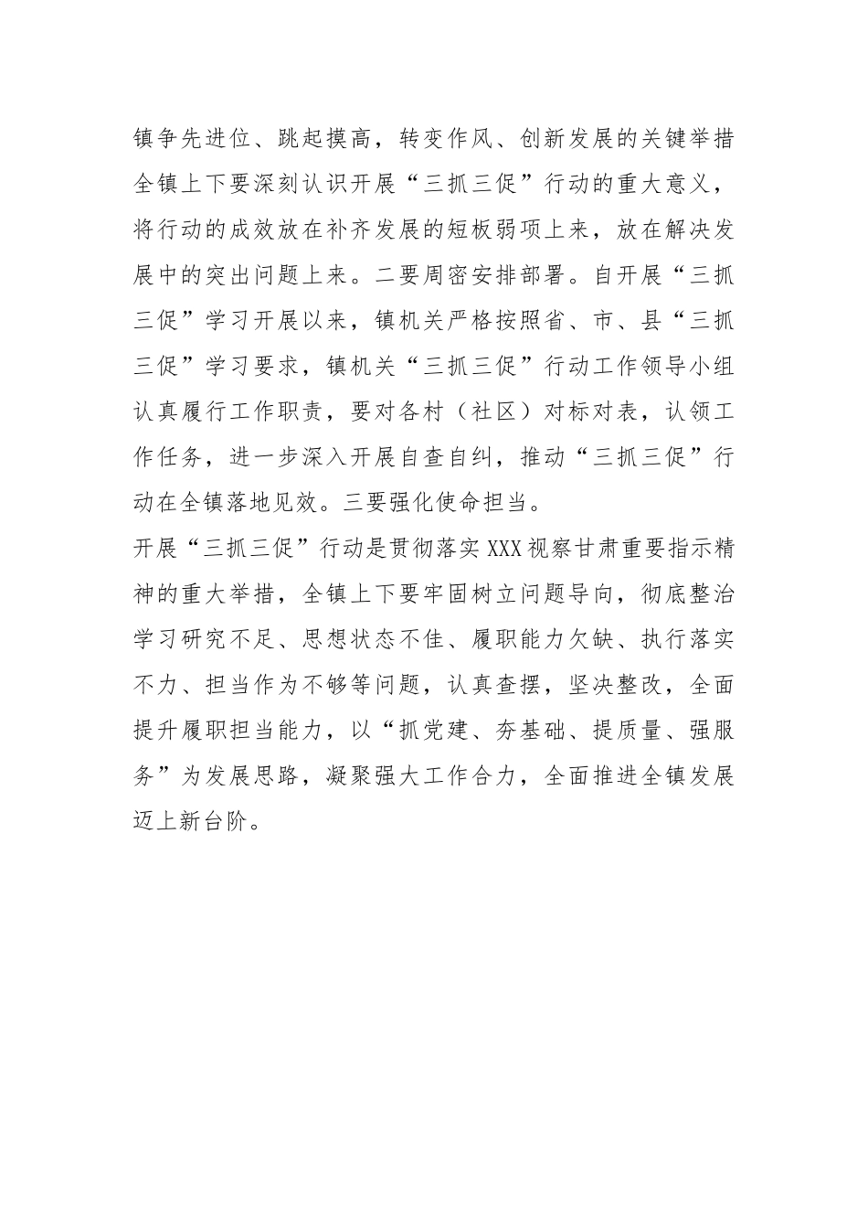 镇召开“三抓三促”行动集中学习会发言材料_第2页