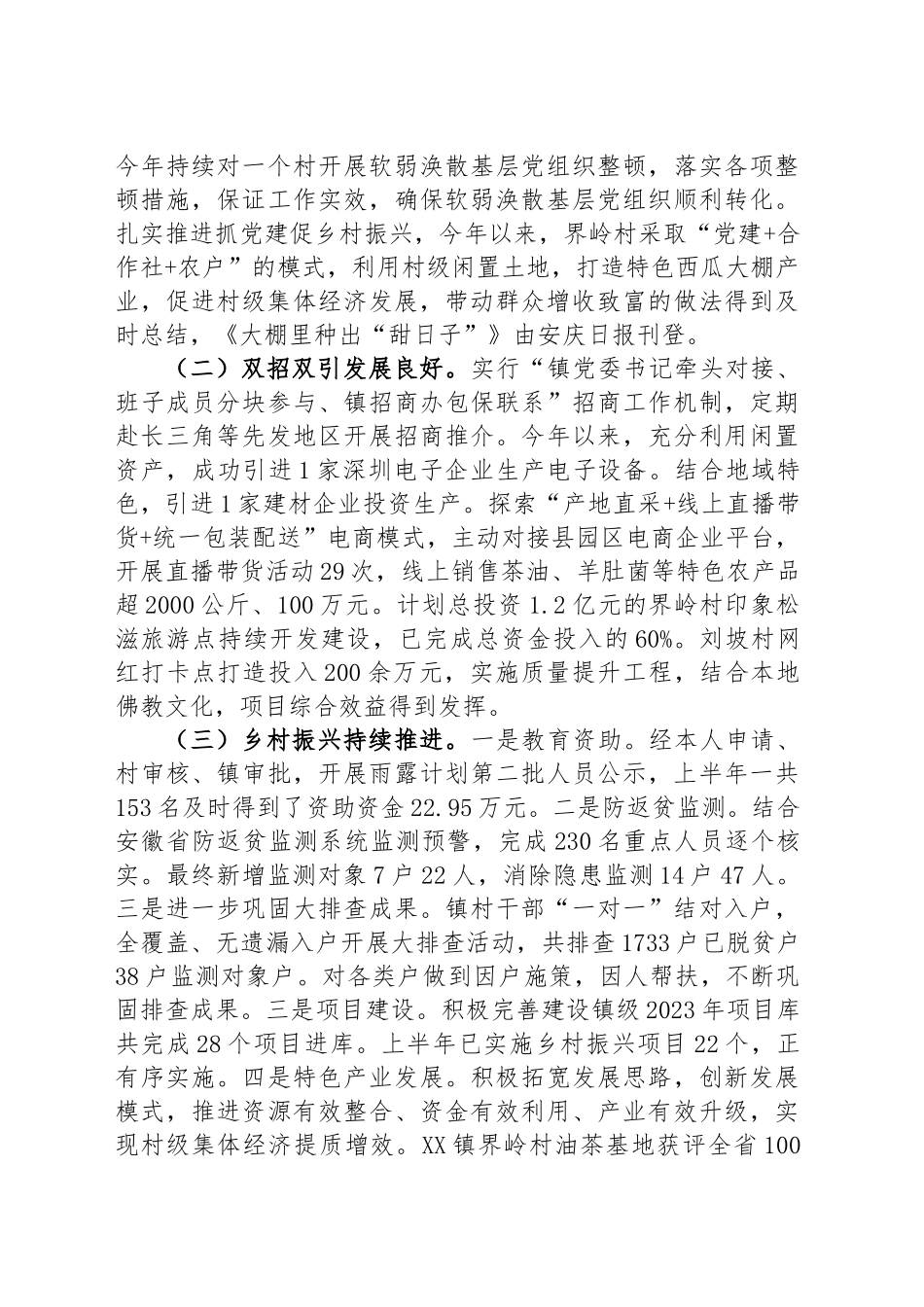 镇2023年上半年工作总结与2023年下半年工作计划_第2页