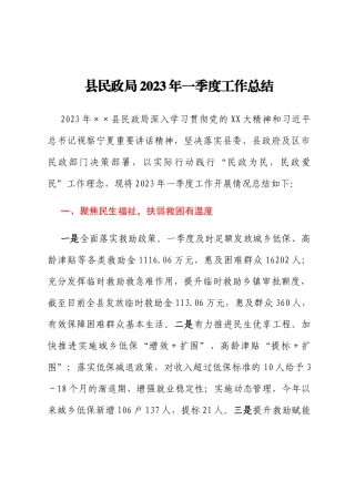 政局2023年一季度工作总结