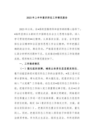 2023年上半年意识形态工作情况报告