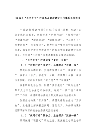 国企“五力齐下”打造基层廉政建设工作体系工作报告