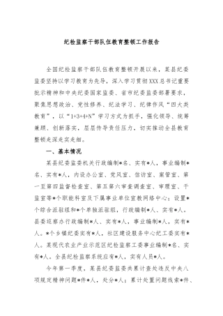 纪检监察干部队伍教育整顿工作报告