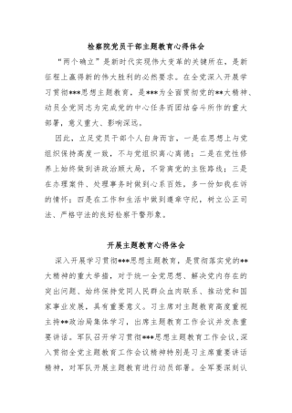 检察院党员干部主题教育心得体会