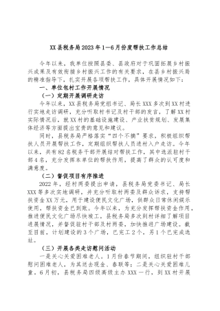 县税务局2023年1－6月份度帮扶工作总结