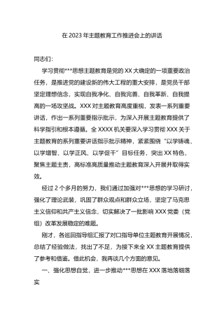 在2023年主题教育工作推进会上的讲话