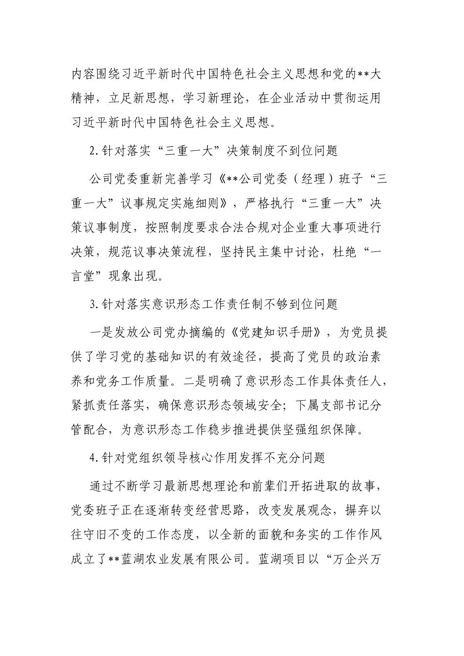 市国企公司党委巡察整改进展情况的报告_第3页