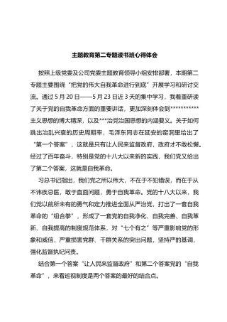 主题教育第二专题读书班心得体会