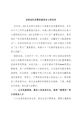 在政法队伍建设座谈会上的发言