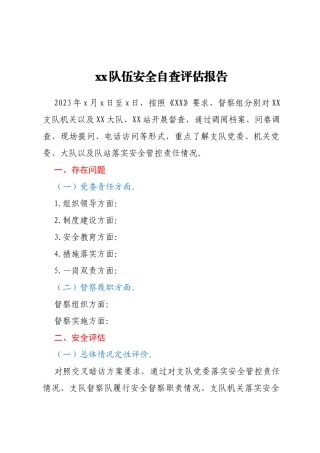 xx队伍安全自查评估报告