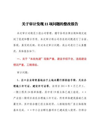 关于审计发现11项问题的整改报告